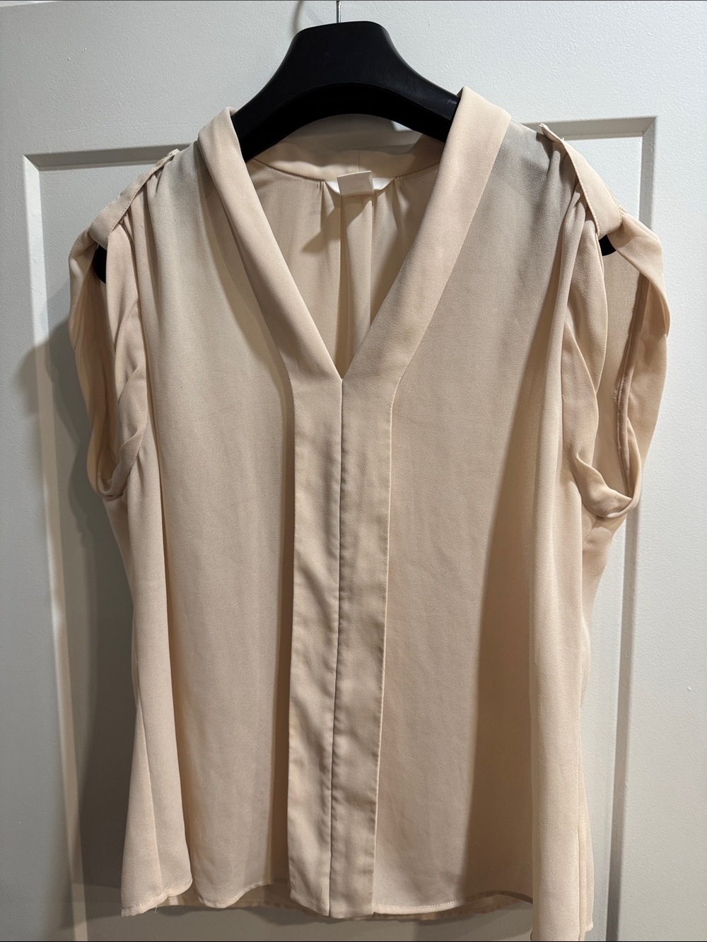 Sleeveless V-Neck Blouse in Light Cream